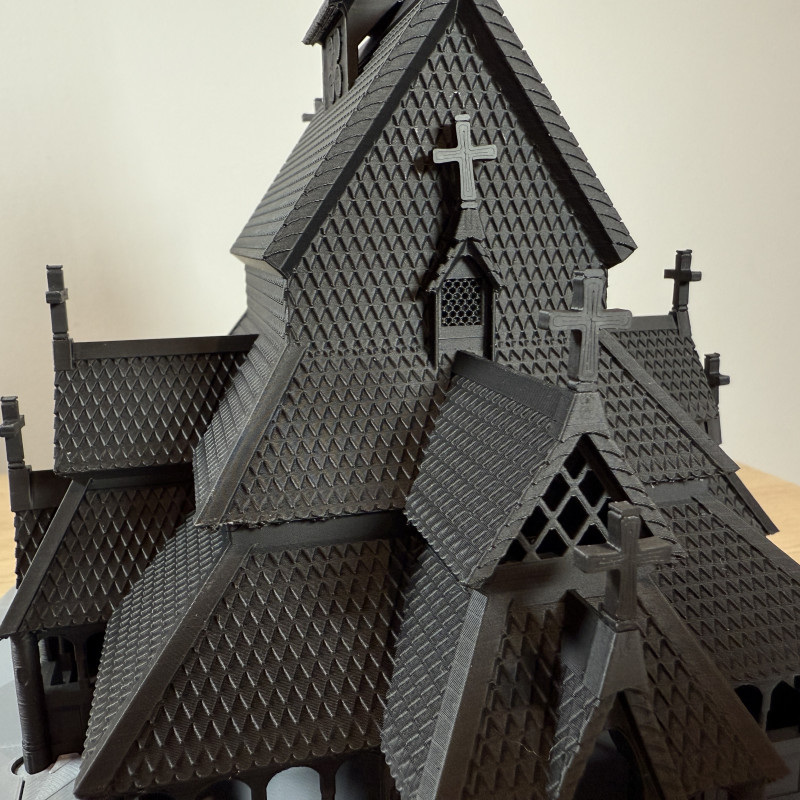 Norveç Ahşap Kilise 3D Baskı Mimari Maket - Detaylı Tasarım