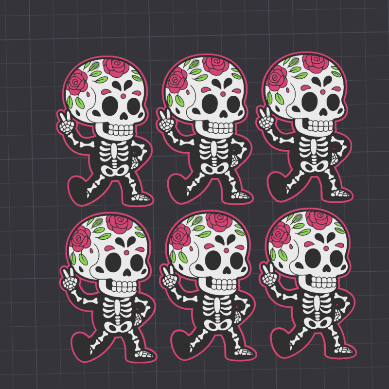 Ölüler Günü Barış İşareti Anahtarlık - Renkli 3D Baskı