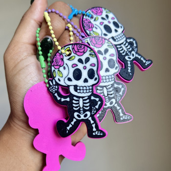 Ölüler Günü Barış İşareti Anahtarlık - Renkli 3D Baskı