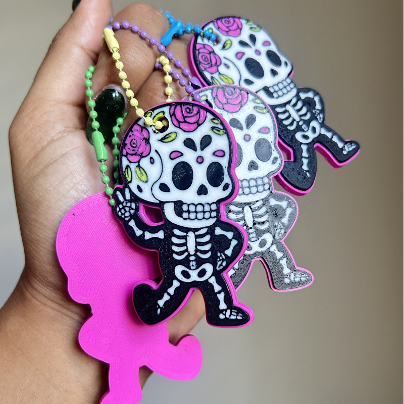 Ölüler Günü Barış İşareti Anahtarlık - Renkli 3D Baskı