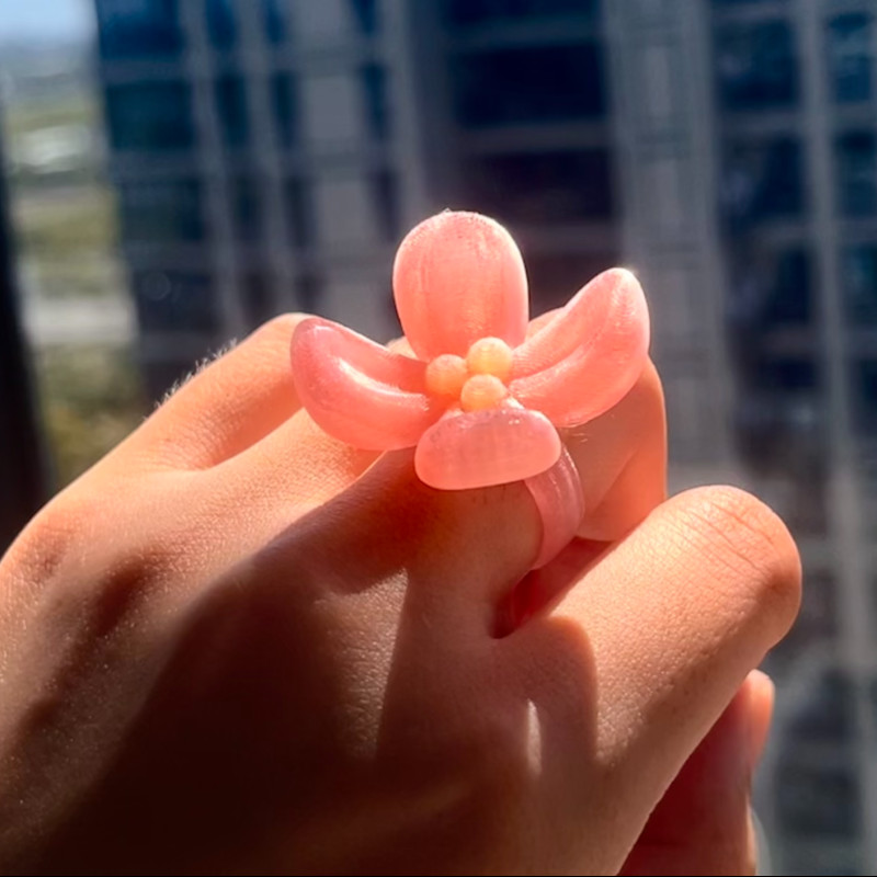 Kiraz Çiçeği Osmanthus 3D Baskı Dekoratif Yüzük - PLA PETG