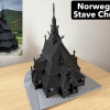 Norveç Ahşap Kilise 3D Baskı Mimari Maket - Detaylı Tasarım