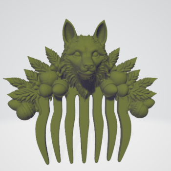 Kurt Başlı Saç Tarağı - Doğa Temalı Özel Tasarım 3D Baskı