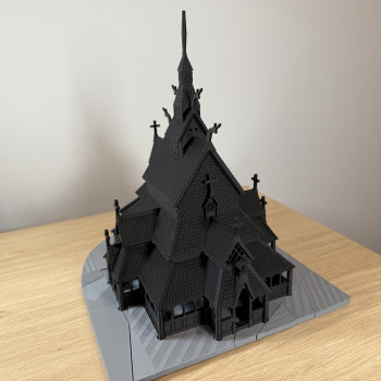 Norveç Ahşap Kilise 3D Baskı Mimari Maket - Detaylı Tasarım