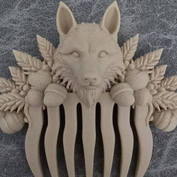 Kurt Başlı Saç Tarağı - Doğa Temalı Özel Tasarım 3D Baskı