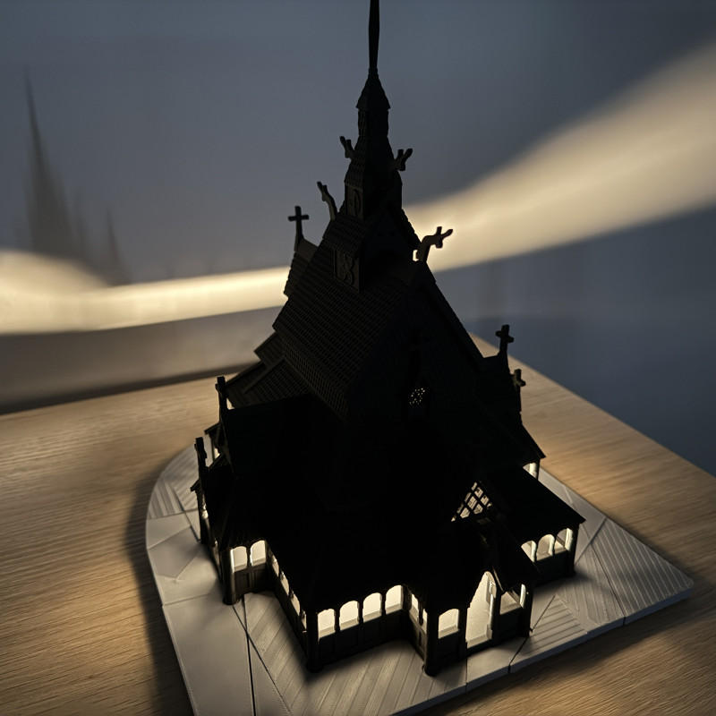 Norveç Ahşap Kilise 3D Baskı Mimari Maket - Detaylı Tasarım