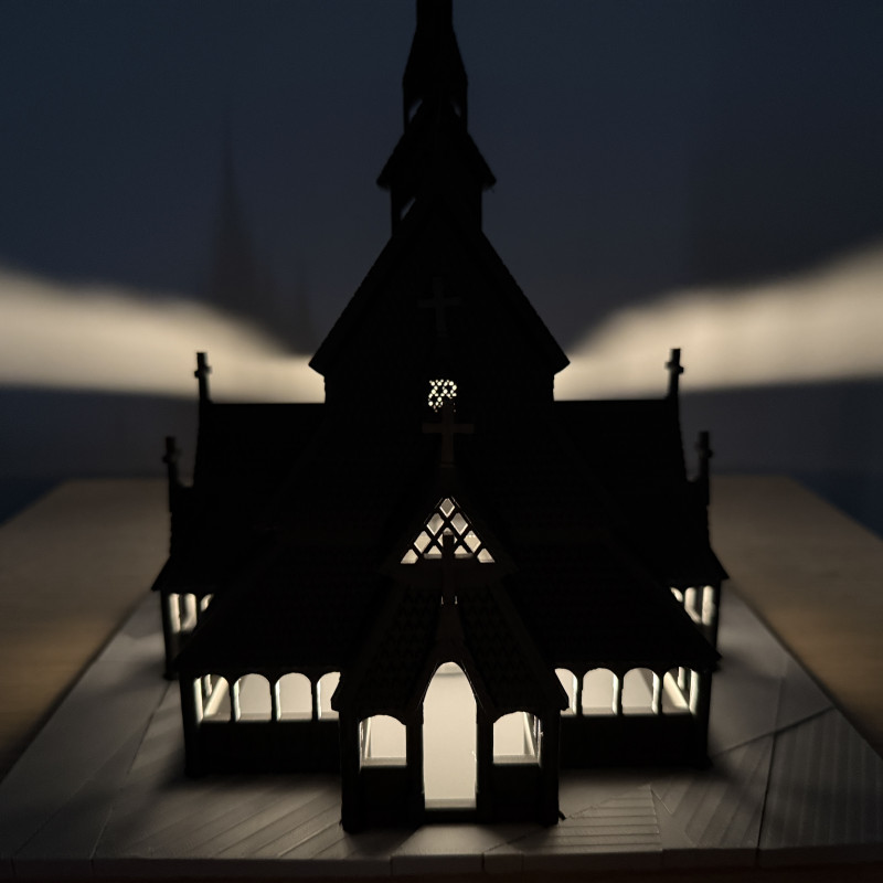 Norveç Ahşap Kilise 3D Baskı Mimari Maket - Detaylı Tasarım