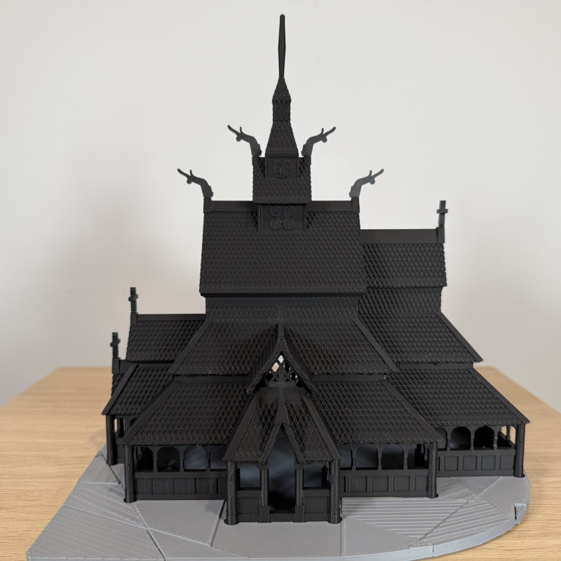 Norveç Ahşap Kilise 3D Baskı Mimari Maket - Detaylı Tasarım