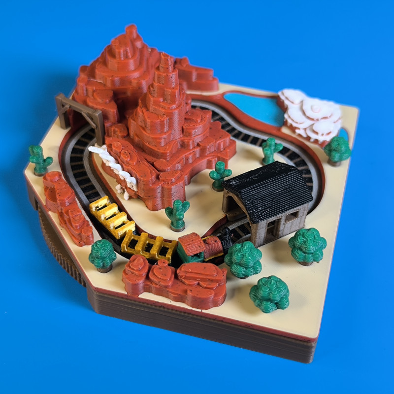 Mini Tren Big Thunder Mountain Diorama - 3D Baskı Disney Maketi
