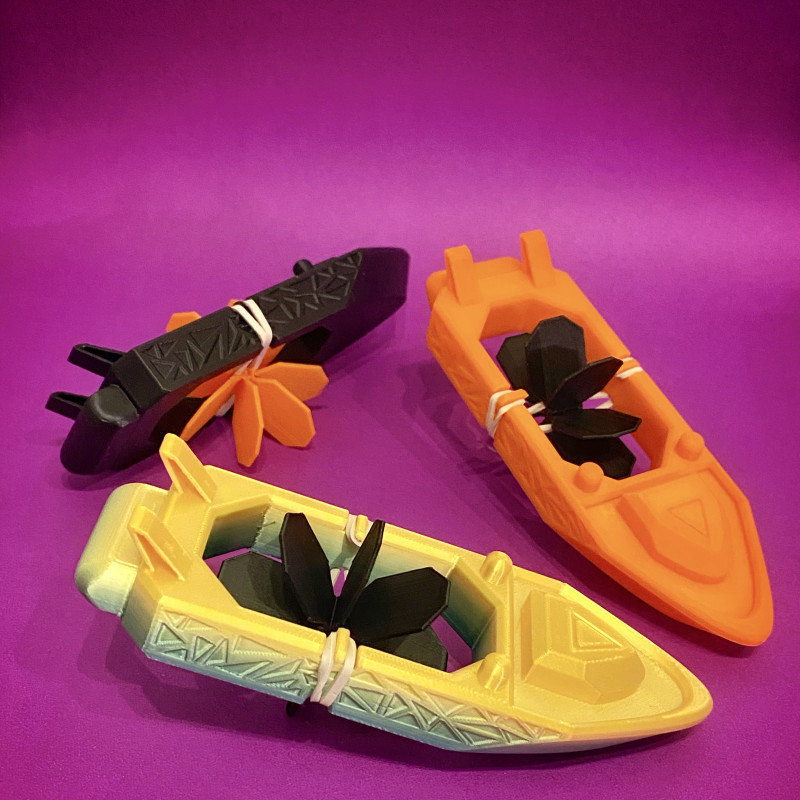 Lastik Motorlu Yarış Teknesi - 3D Baskı Eğlenceli Oyuncak