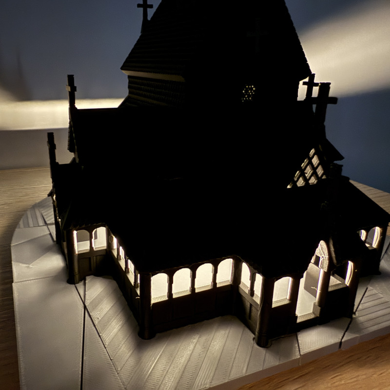 Norveç Ahşap Kilise 3D Baskı Mimari Maket - Detaylı Tasarım