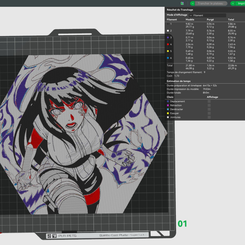 Naruto Shippuden Hinata Hueforge 3D Baskı Duvar Dekoru