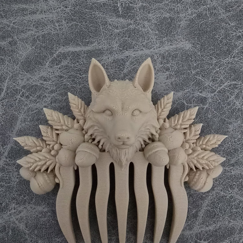 Kurt Başlı Saç Tarağı - Doğa Temalı Özel Tasarım 3D Baskı