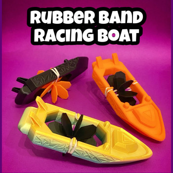 Lastik Motorlu Yarış Teknesi - 3D Baskı Eğlenceli Oyuncak