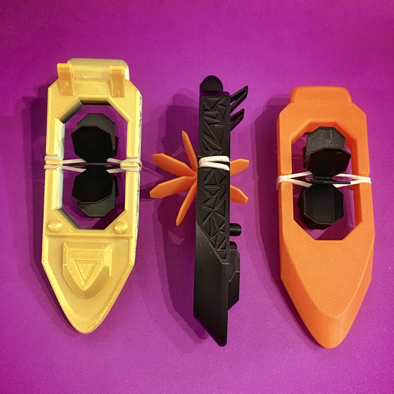 Lastik Motorlu Yarış Teknesi - 3D Baskı Eğlenceli Oyuncak