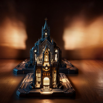 Siberpunk Katedral RGB LED Gece Lambası - 3D Baskı Dekor