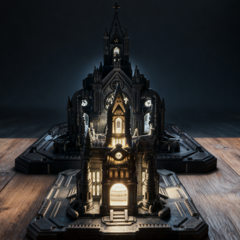 Siberpunk Katedral RGB LED Gece Lambası - 3D Baskı Dekor