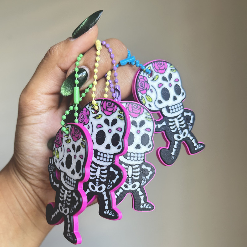 Ölüler Günü Barış İşareti Anahtarlık - Renkli 3D Baskı