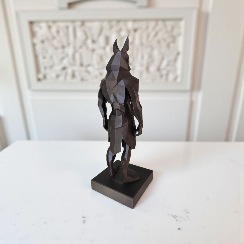 Minimalist Low Poly Anubis Heykeli - 3D Baskı Antik Mısır Dekoru