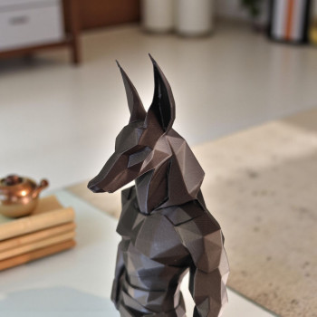 Minimalist Low Poly Anubis Heykeli - 3D Baskı Antik Mısır Dekoru