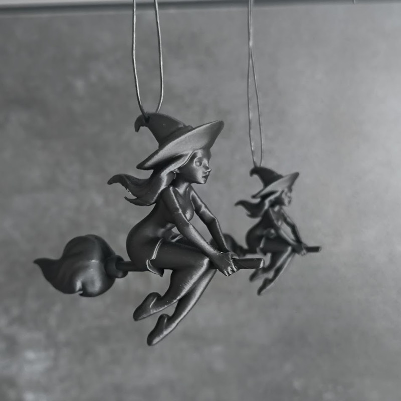 Dengeli Cadı 3D Baskı Cadı Süpürgesi Dekorasyon - Cadılar Bayramı