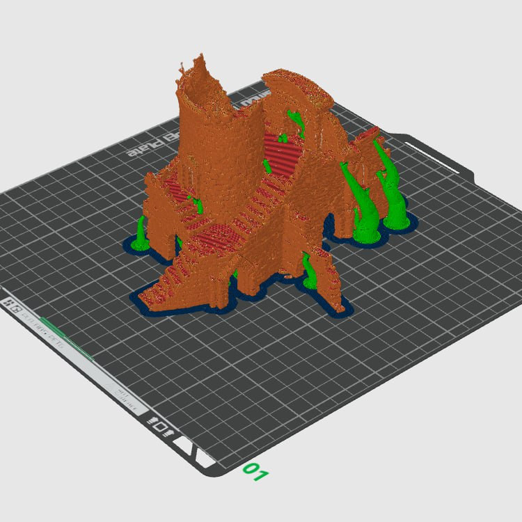 Orta Çağ Kale Harabesi 3D Baskı Teraryum ve Masaüstü Dekor