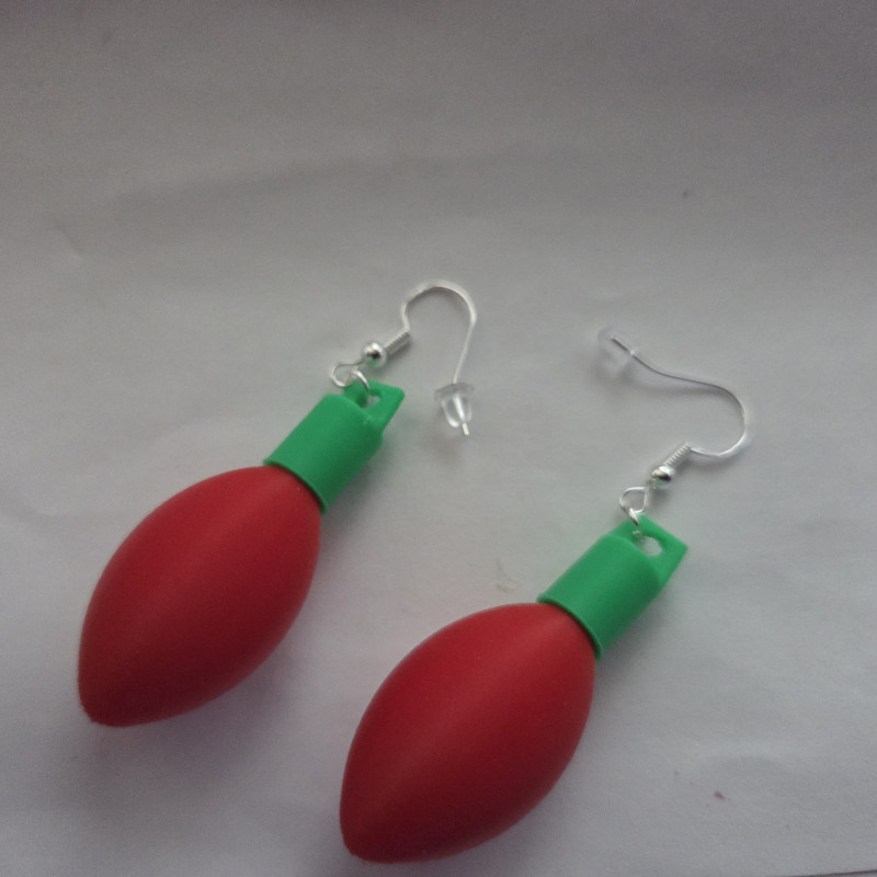 Noel Işığı Küpeleri - 3D Baskı Yılbaşı Aksesuarı