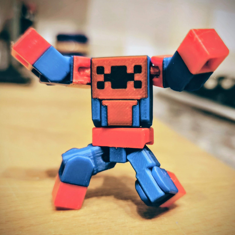 Print-in-Place Spider-Man 3D Baskı Figürü - Minecraft Temalı Hareketli Oyuncak