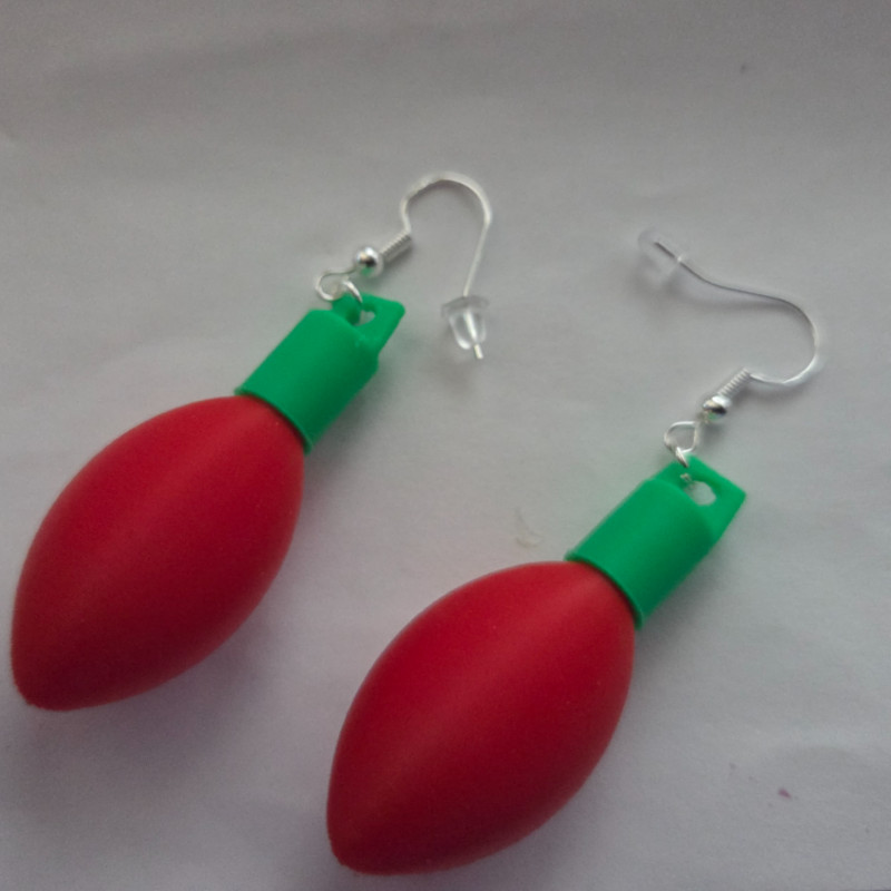 Noel Işığı Küpeleri - 3D Baskı Yılbaşı Aksesuarı