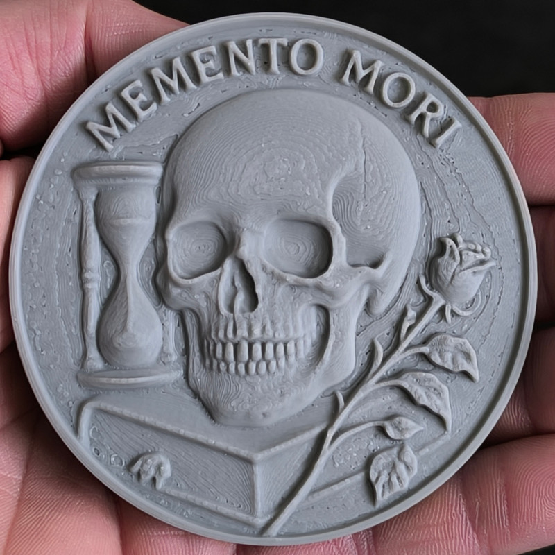 Memento Mori Plaket ve Anahtarlık - 3D Baskı Felsefi Aksesuar