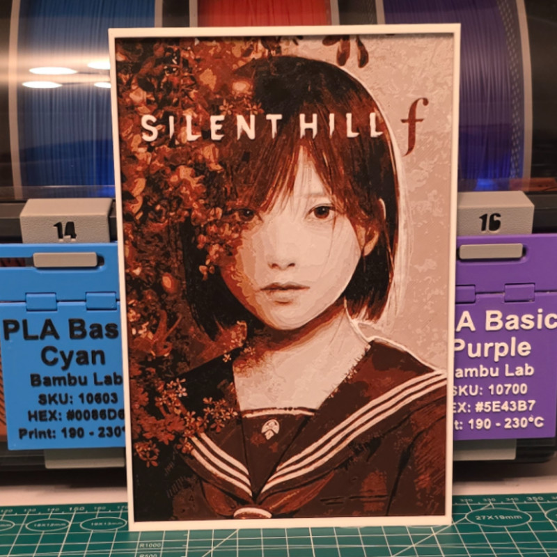 Silent Hill f Oyun Poster - 3D Baskı Hueforge Sanat Eseri