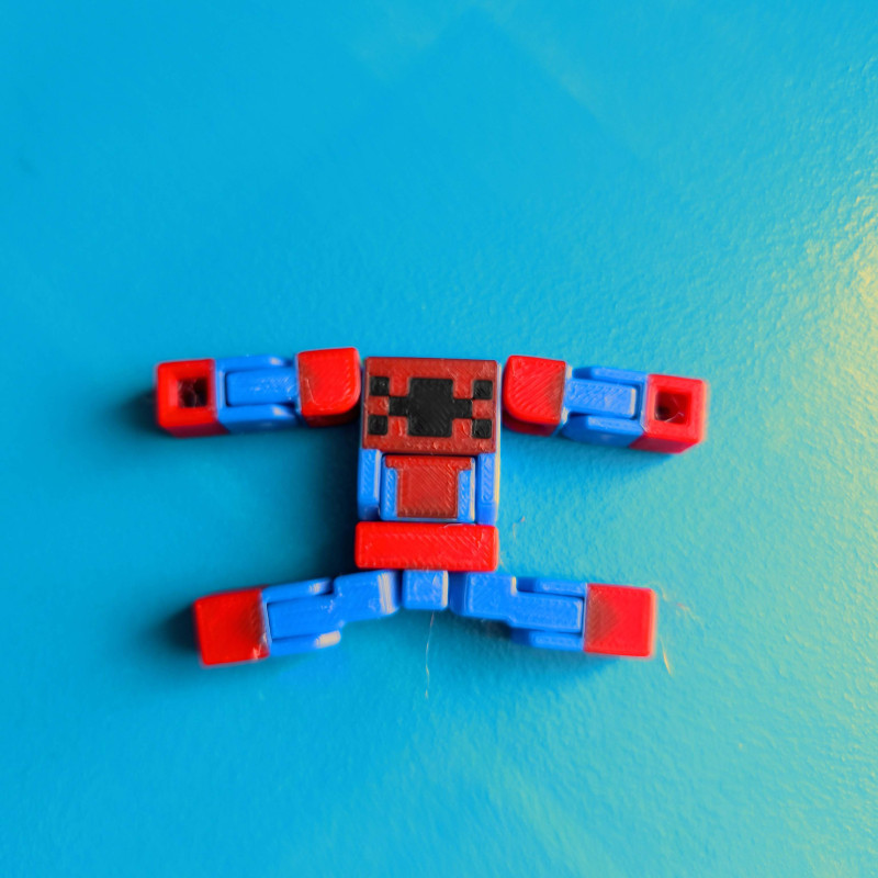 Print-in-Place Spider-Man 3D Baskı Figürü - Minecraft Temalı Hareketli Oyuncak