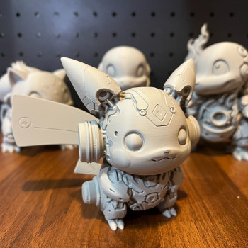 Zırhlı Pikachu 3D Baskı Heykel - Mecha Pokémon Koleksiyonu