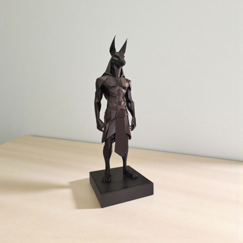 Minimalist Low Poly Anubis Heykeli - 3D Baskı Antik Mısır Dekoru