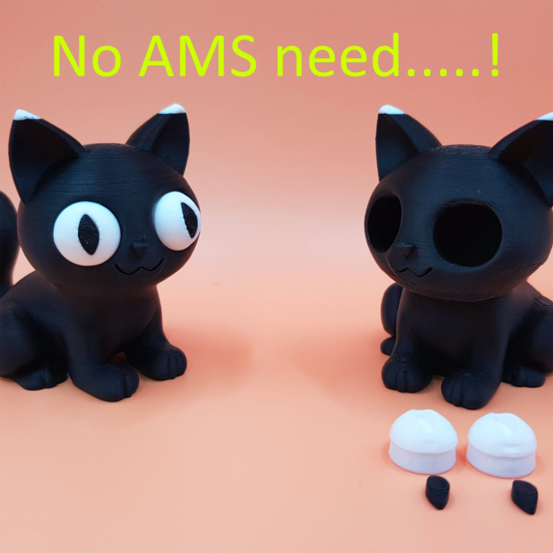 Sevimli Siyah Kedi 3D Baskı Dekor - Evcil Hayvan Aksesuarı