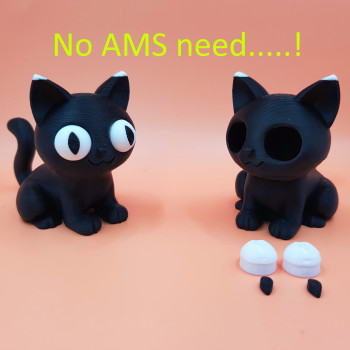 Sevimli Siyah Kedi 3D Baskı Dekor - Evcil Hayvan Aksesuarı