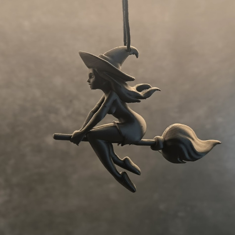 Dengeli Cadı 3D Baskı Cadı Süpürgesi Dekorasyon - Cadılar Bayramı