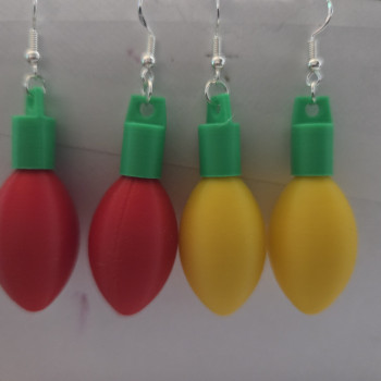 Noel Işığı Küpeleri - 3D Baskı Yılbaşı Aksesuarı