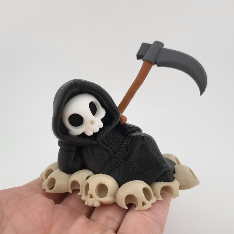 Sevimli Grim Reaper İskelet Denge 3D Baskı Halloween Dekor