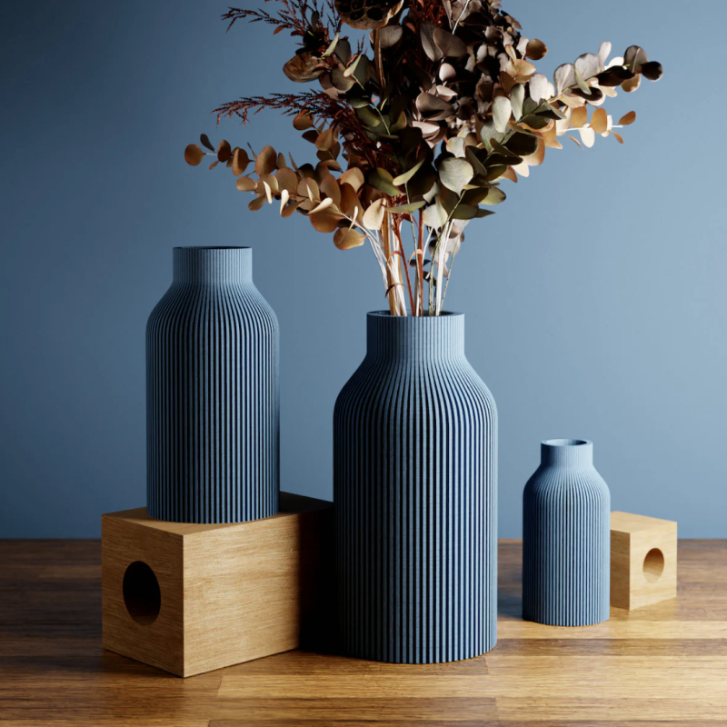 Oluklu 3D Baskı Vazo - Dekoratif Ev Aksesuarı