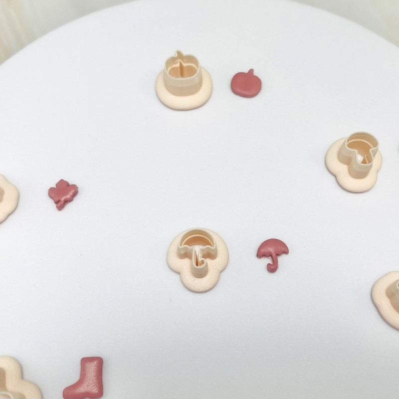 Sonbahar Temalı Mikro Polimer Kil Kesiciler - 1cm 3D Baskı