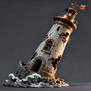 Terk Edilmiş Deniz Feneri 3D Baskı Mimari Maket Dekor