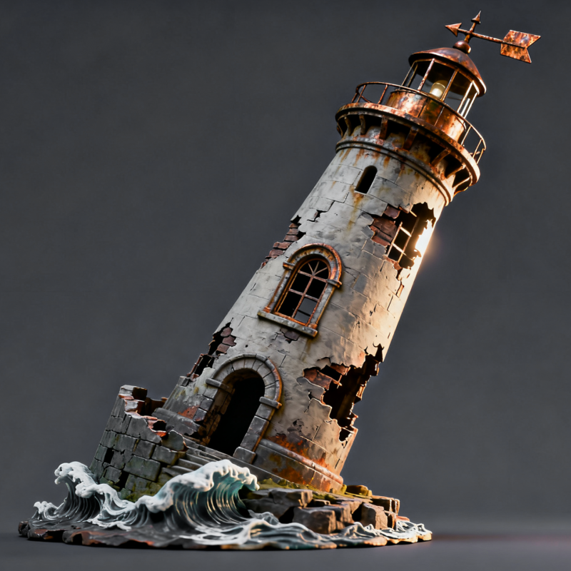 Terk Edilmiş Deniz Feneri 3D Baskı Mimari Maket Dekor