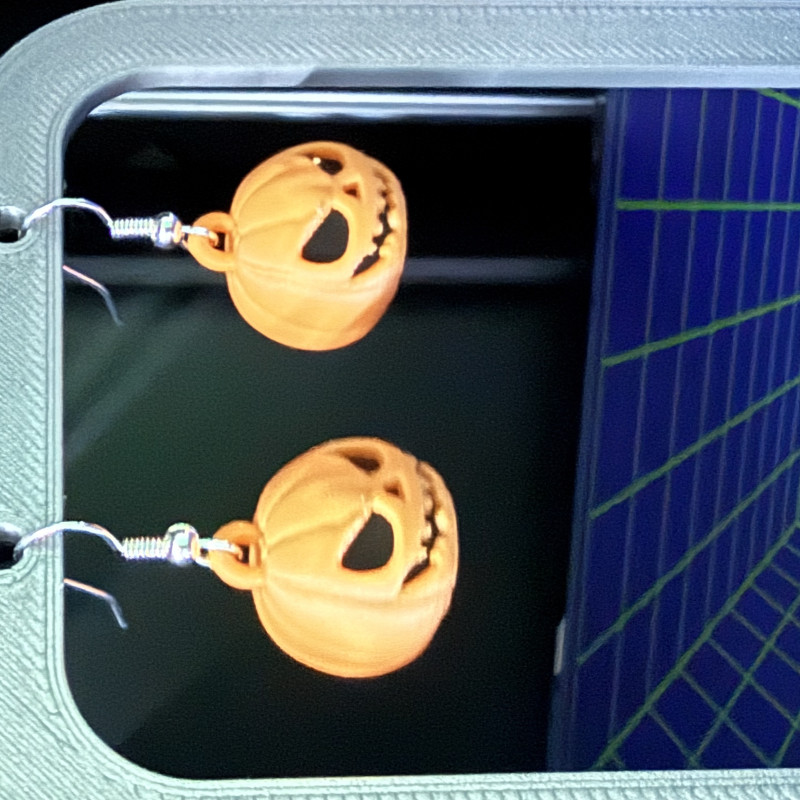 Mini Balkabağı Halloween Küpe - 3D Baskı Özel Tasarım