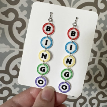 Eğlenceli Bingo Topu Küpeler - 3D Baskı Moda Aksesuarı