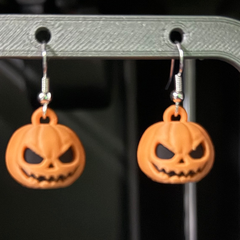 Mini Balkabağı Halloween Küpe - 3D Baskı Özel Tasarım