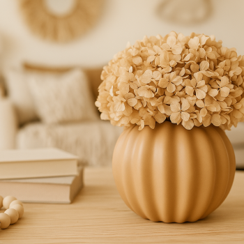 3D Baskı Balkabağı Vazo - Minimalist Dekorasyon