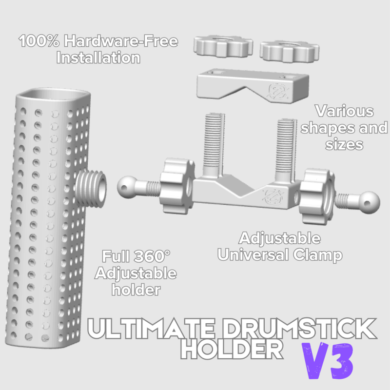 Evrensel Davul Bageti Tutucu V3 - 3D Baskılı Müzik Aksesuarı