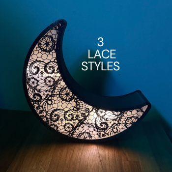 Cadılar Bayramı Dantel Ay Dekorasyonu - 3D Baskı Işık Süsü