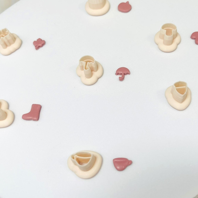 Sonbahar Temalı Mikro Polimer Kil Kesiciler - 1cm 3D Baskı